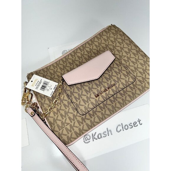 Michael Kors wristlet 2 in 1 wallet card case Jet Set Large Powder blush - Picture 8 of 8